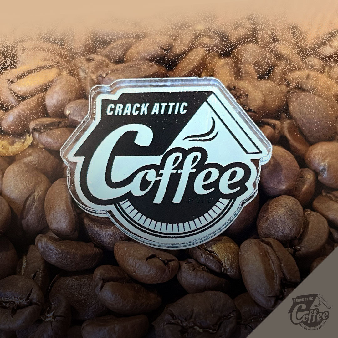 Crack Attic Coffee Acrylic Pin